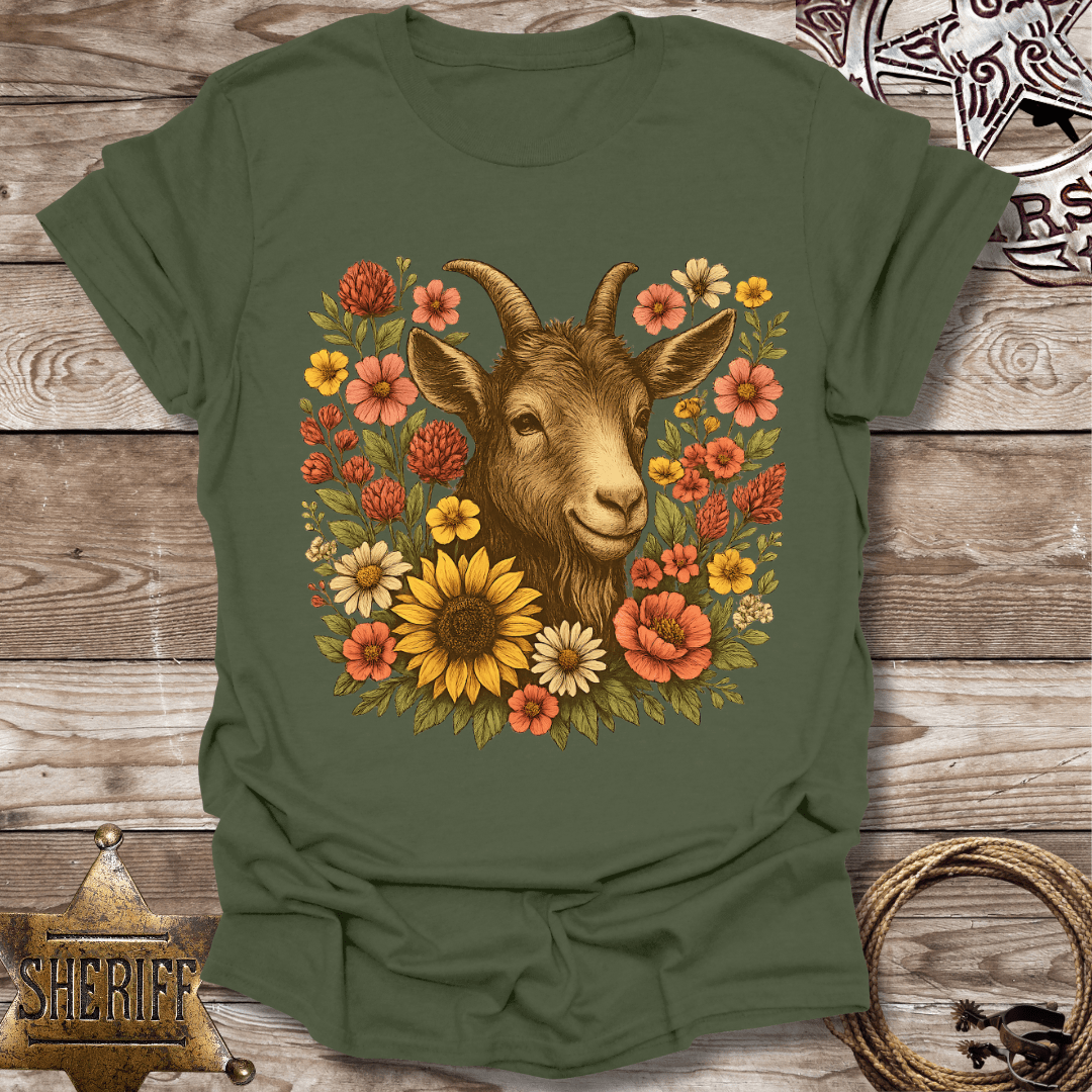 Floral Goat Art T-Shirt
