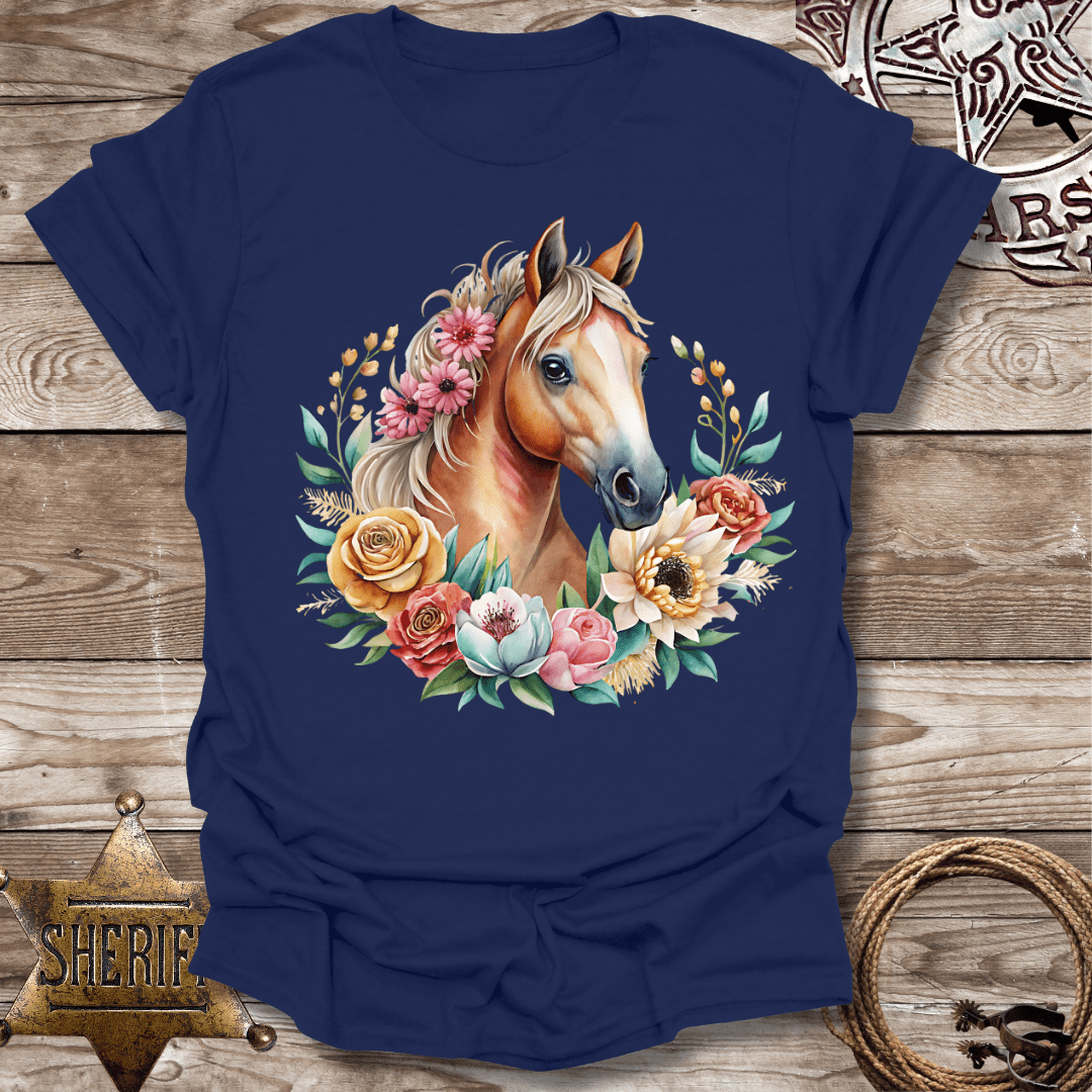 Blonde Floral Horse T-Shirt,
