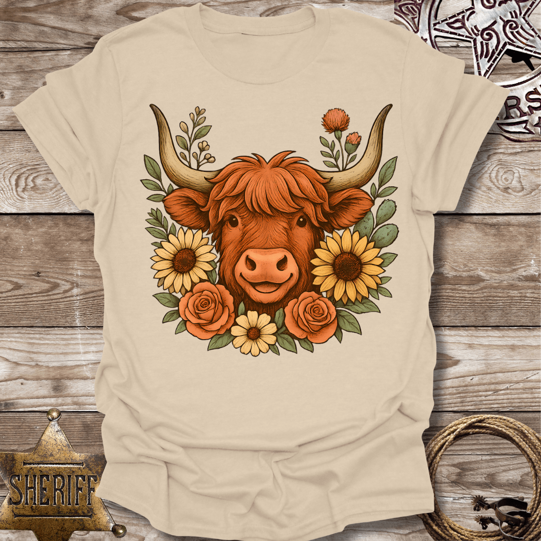 Highland Cow Floral T-Shirt