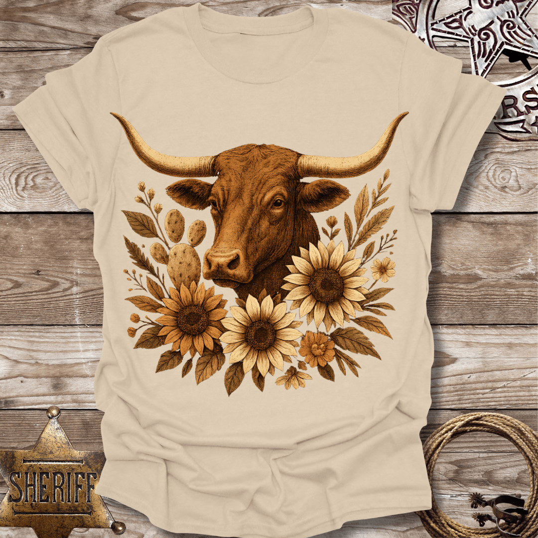 Rustic Floral Longhorn T-Shirt
