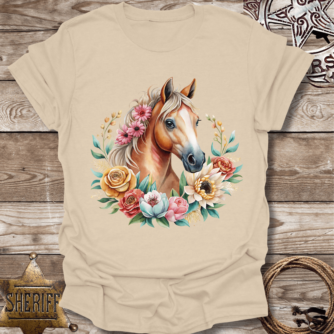Blonde Floral Horse T-Shirt,