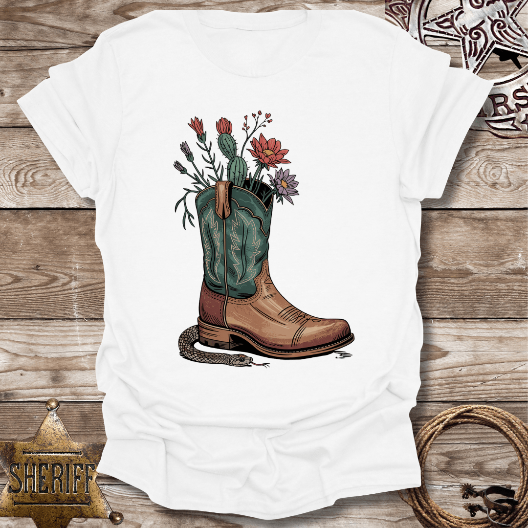 Floral Cowboy Boot with a Surprise-T-Shirt