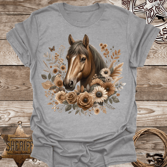 Horse Floral with Butterfly T-shirt