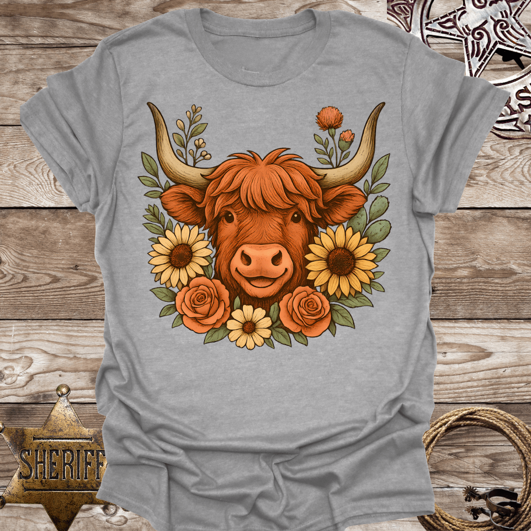 Highland Cow Floral T-Shirt