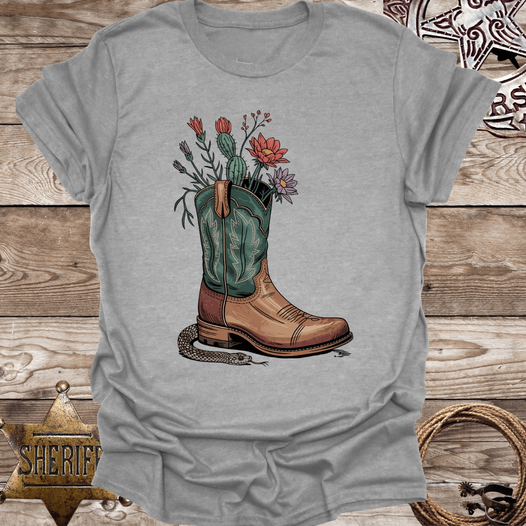 Floral Cowboy Boot with a Surprise-T-Shirt