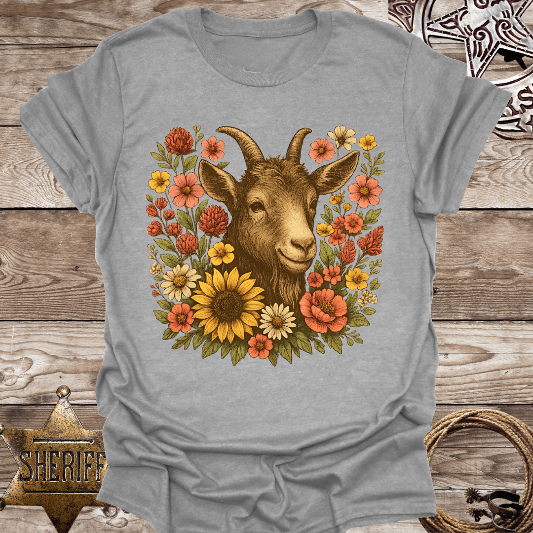 Floral Goat Art T-Shirt
