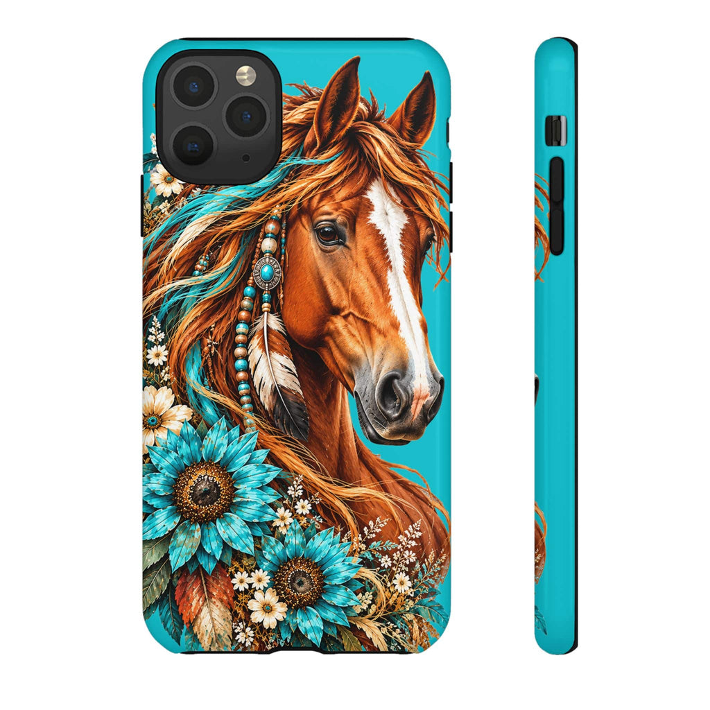 Turquoise Sunflower Horse Phone Case