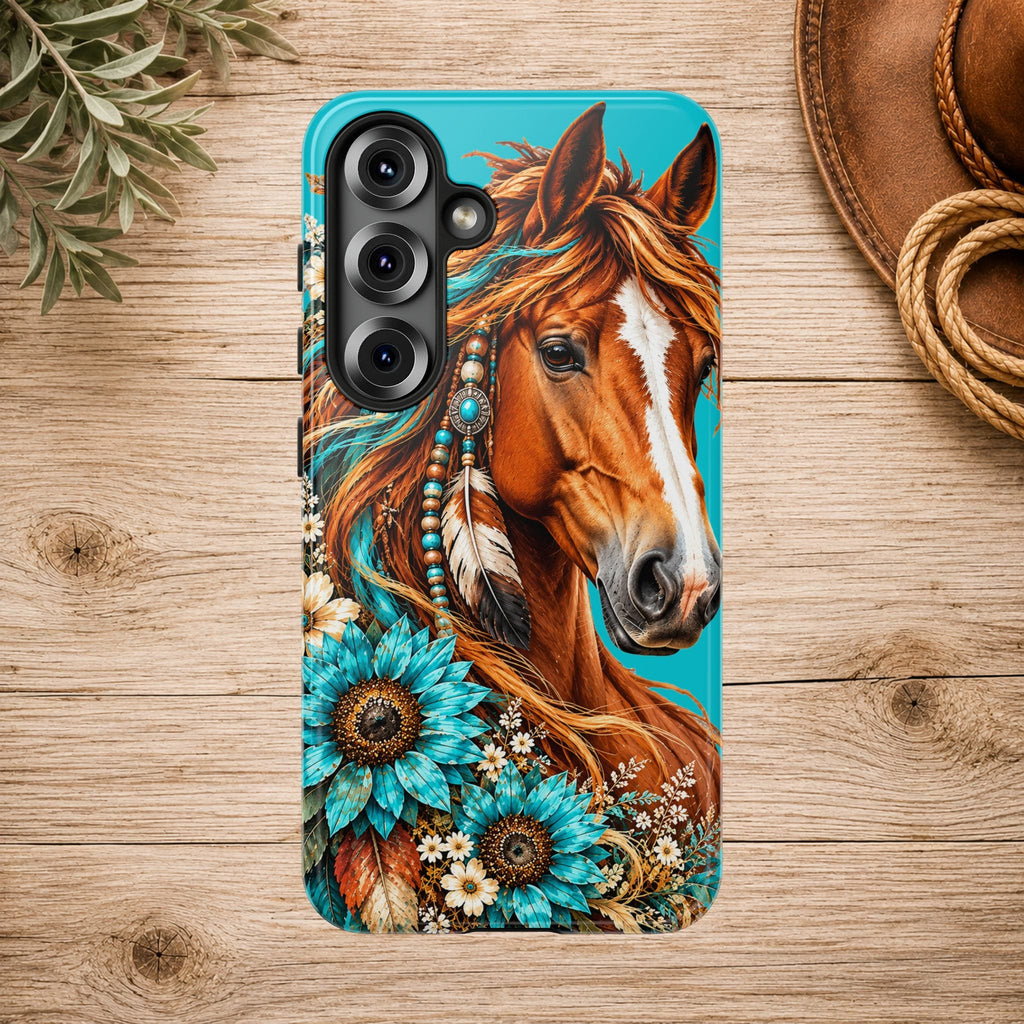 Turquoise Sunflower Horse Phone Case