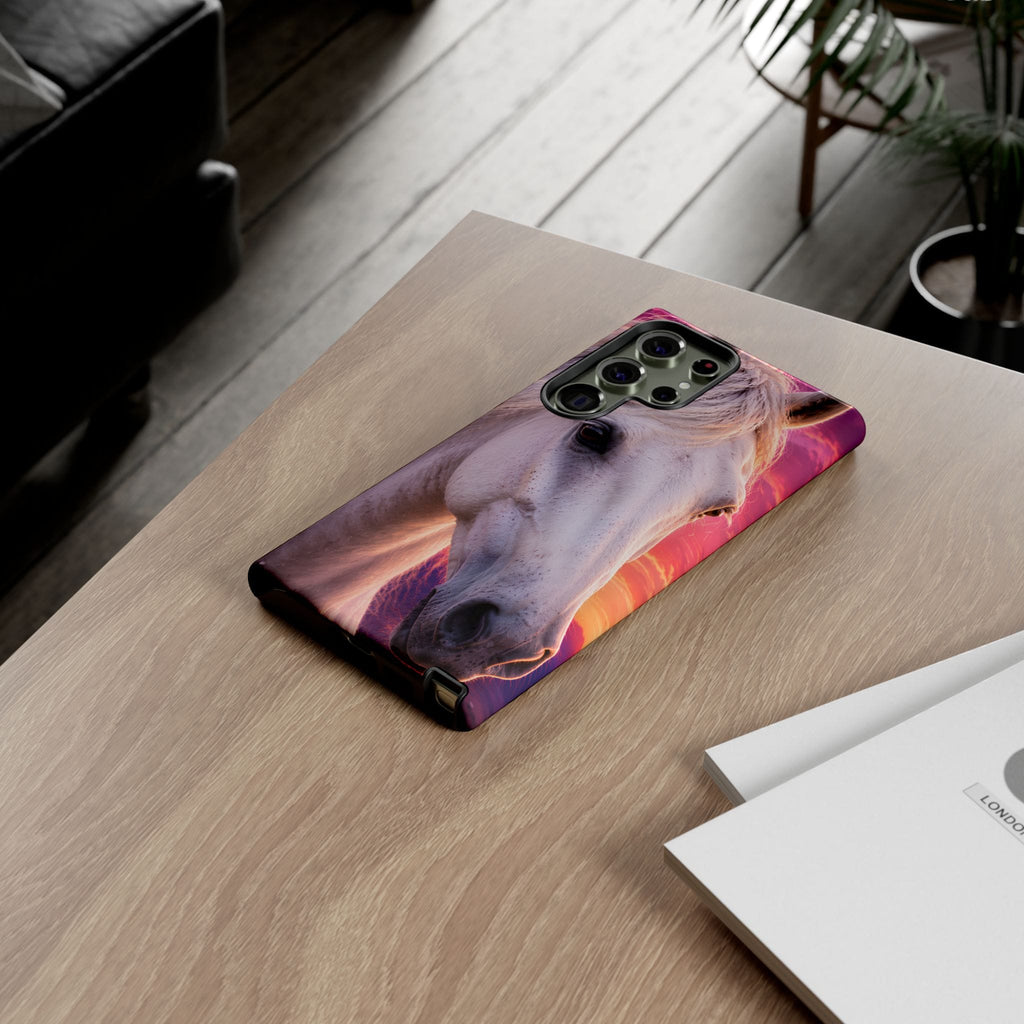White Horse Sunset Phone Case