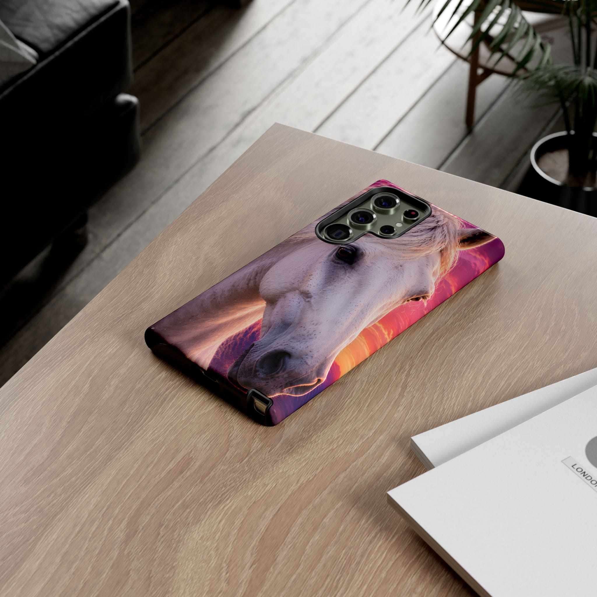 White Horse Sunset Phone Case