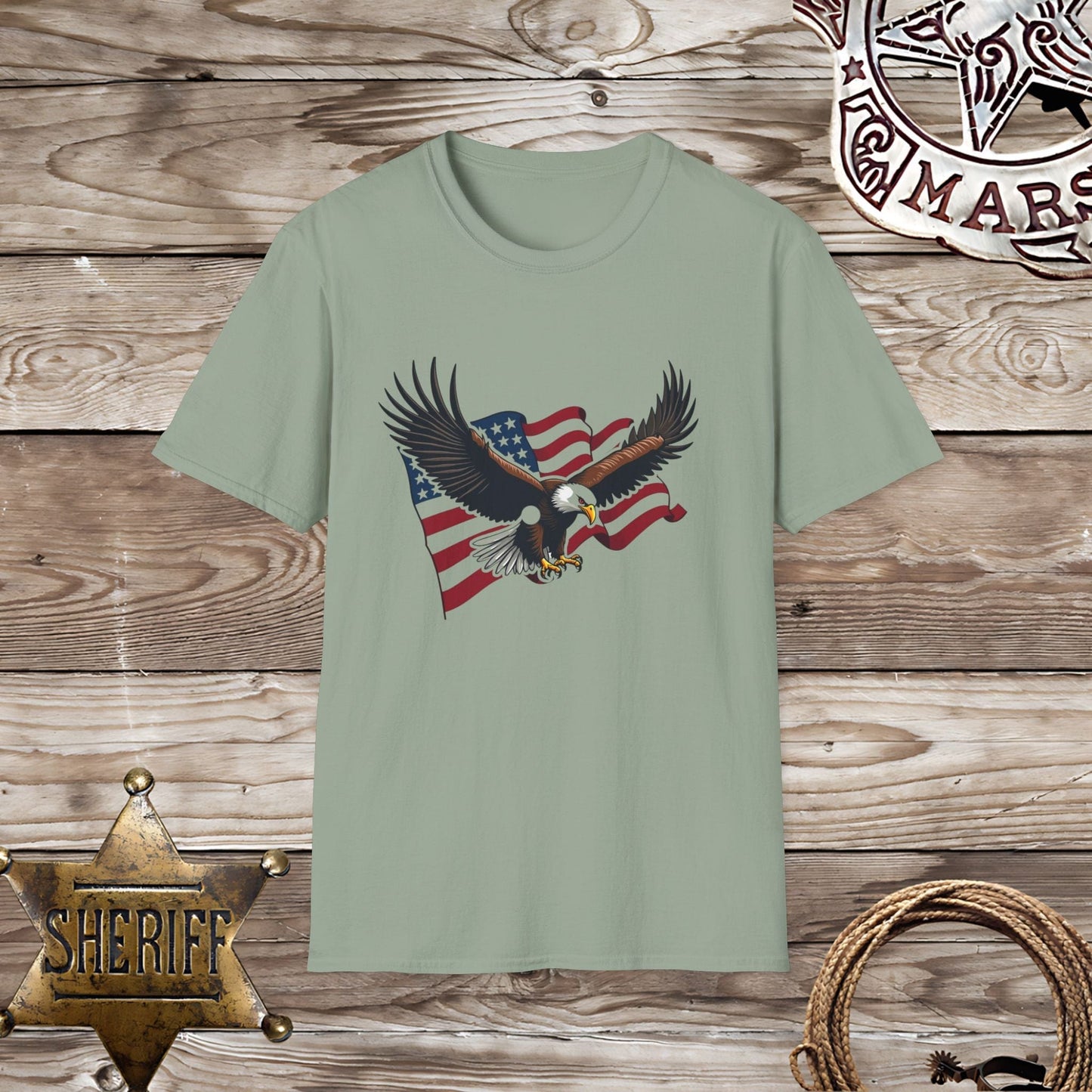 Softstyle Unisex T-Shirt: Eagle Flag