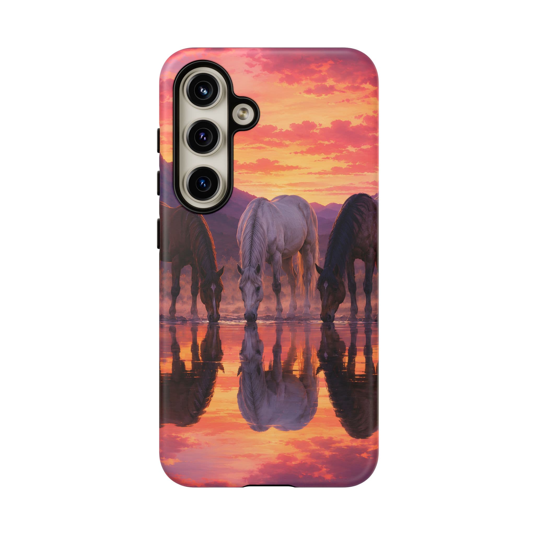 Horses at Sunset Reflection Phone Case
