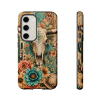 Turquoise Floral Longhorn Western Phone Case