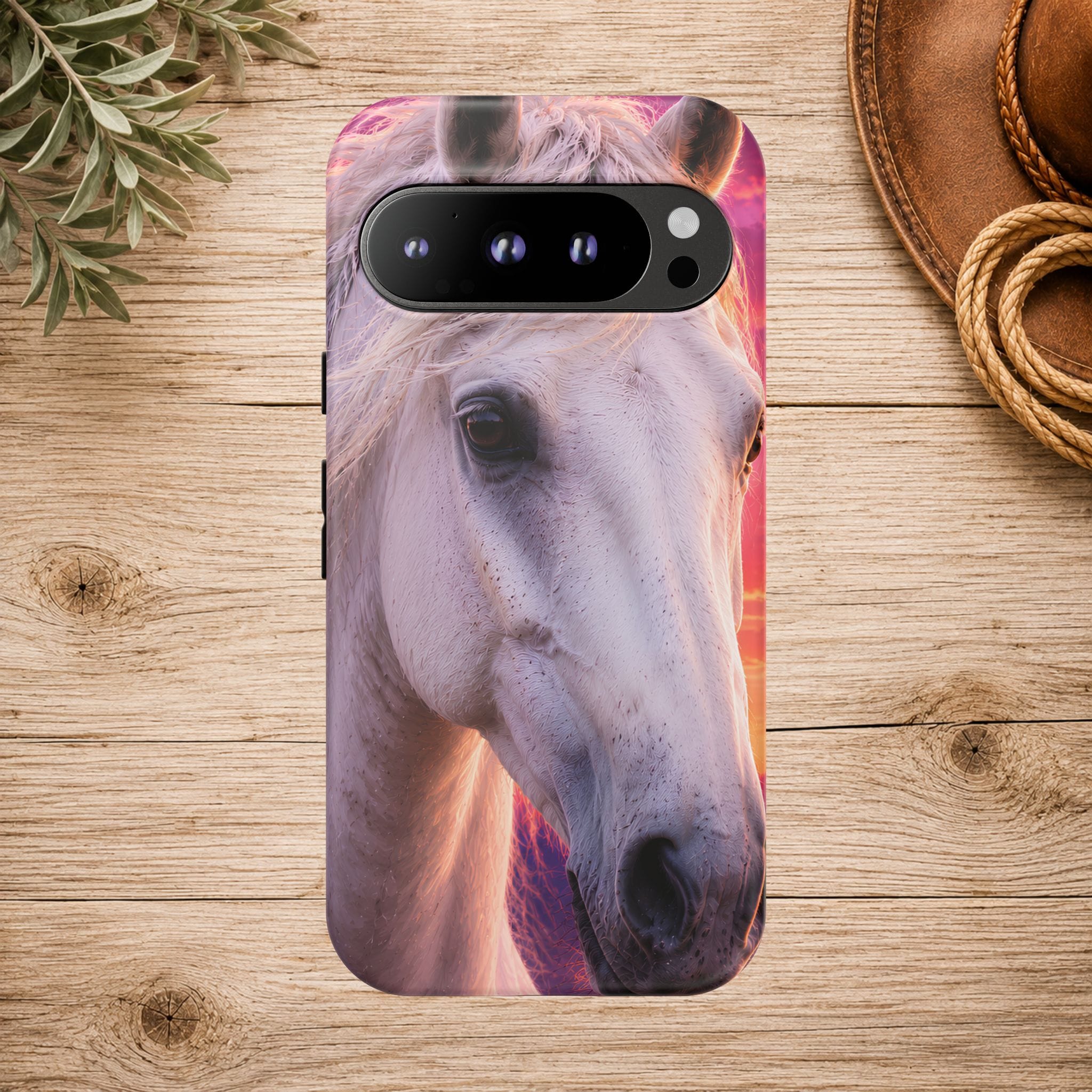 White Horse Sunset Phone Case
