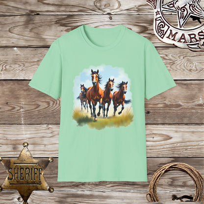 Softstyle  Unisex T-Shirt: Galloping Horses