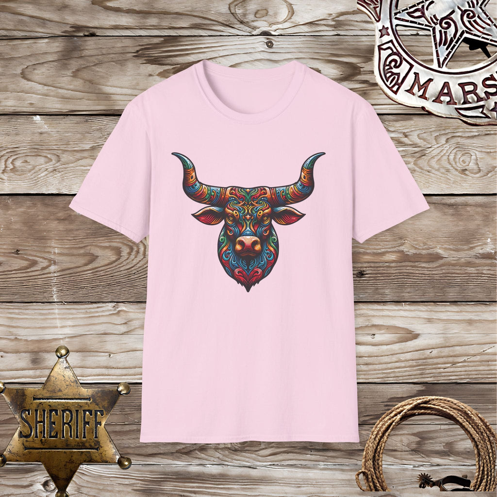 Psychedelic Steer Head-T-Shirt
