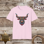 Psychedelic Steer Head-T-Shirt