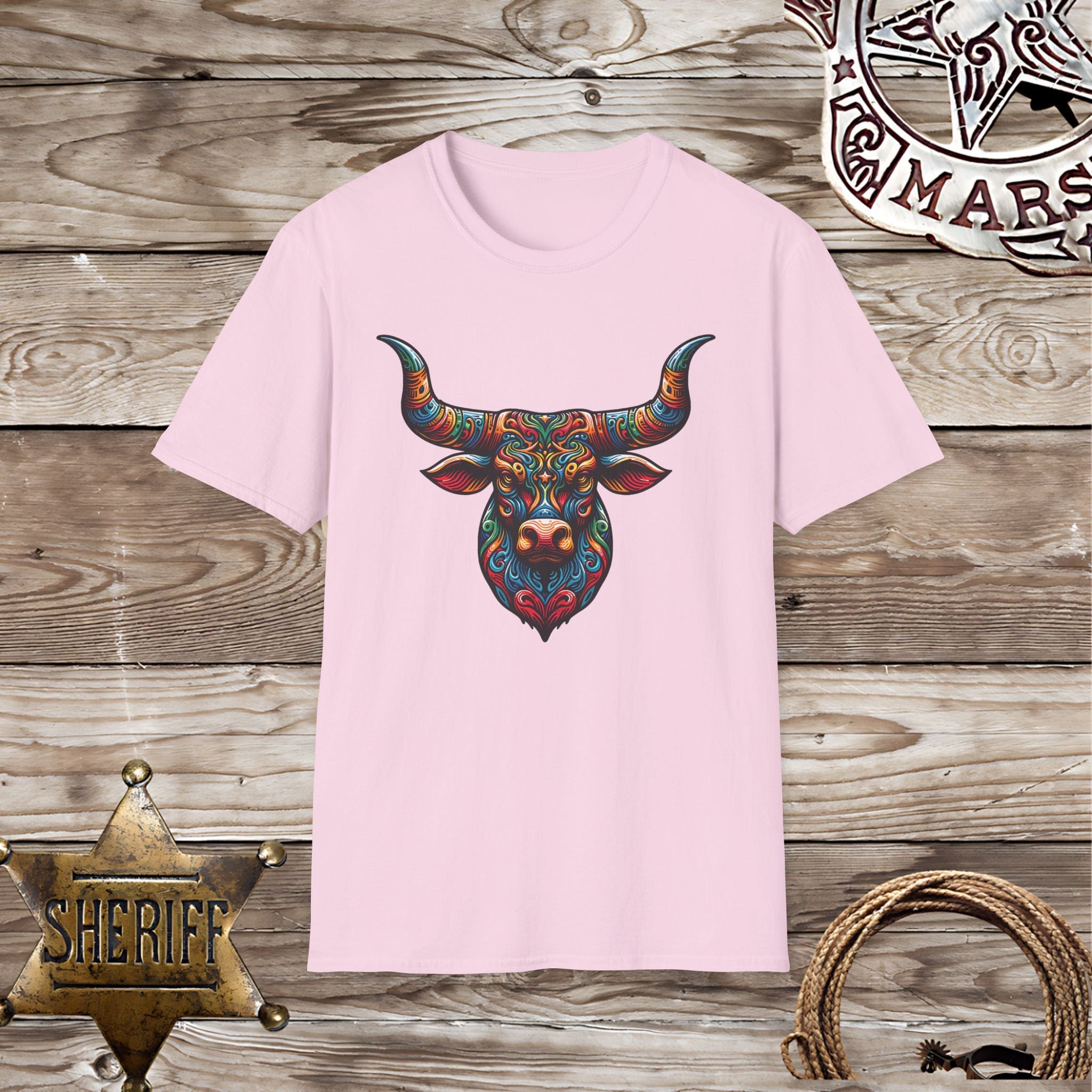 Psychedelic Steer Head-T-Shirt