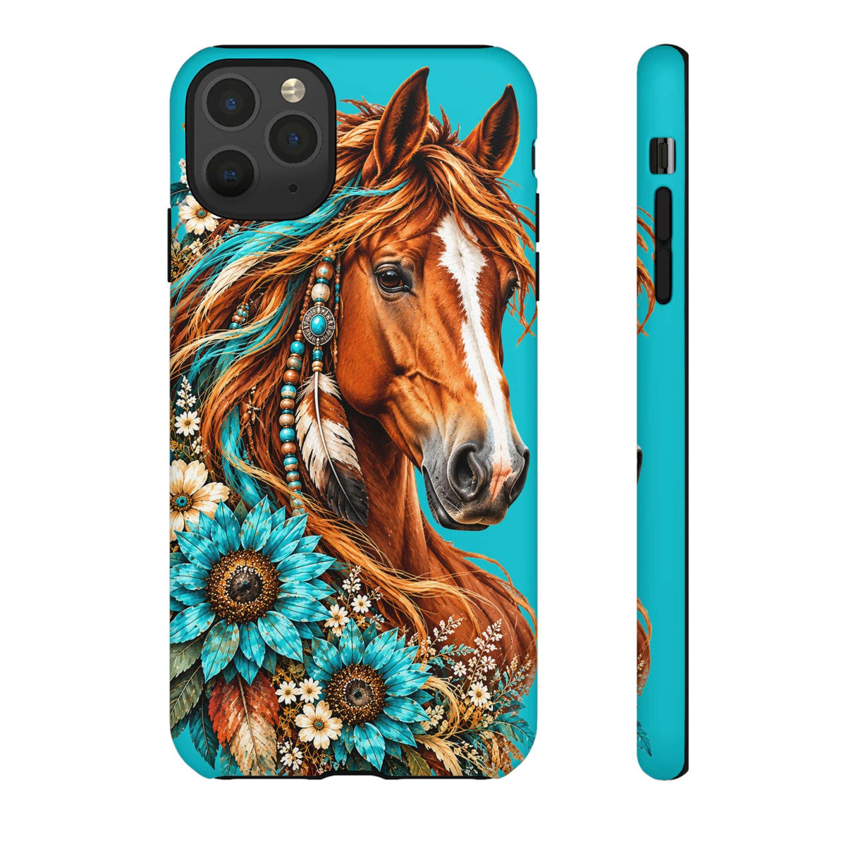 Turquoise Sunflower Horse Phone Case