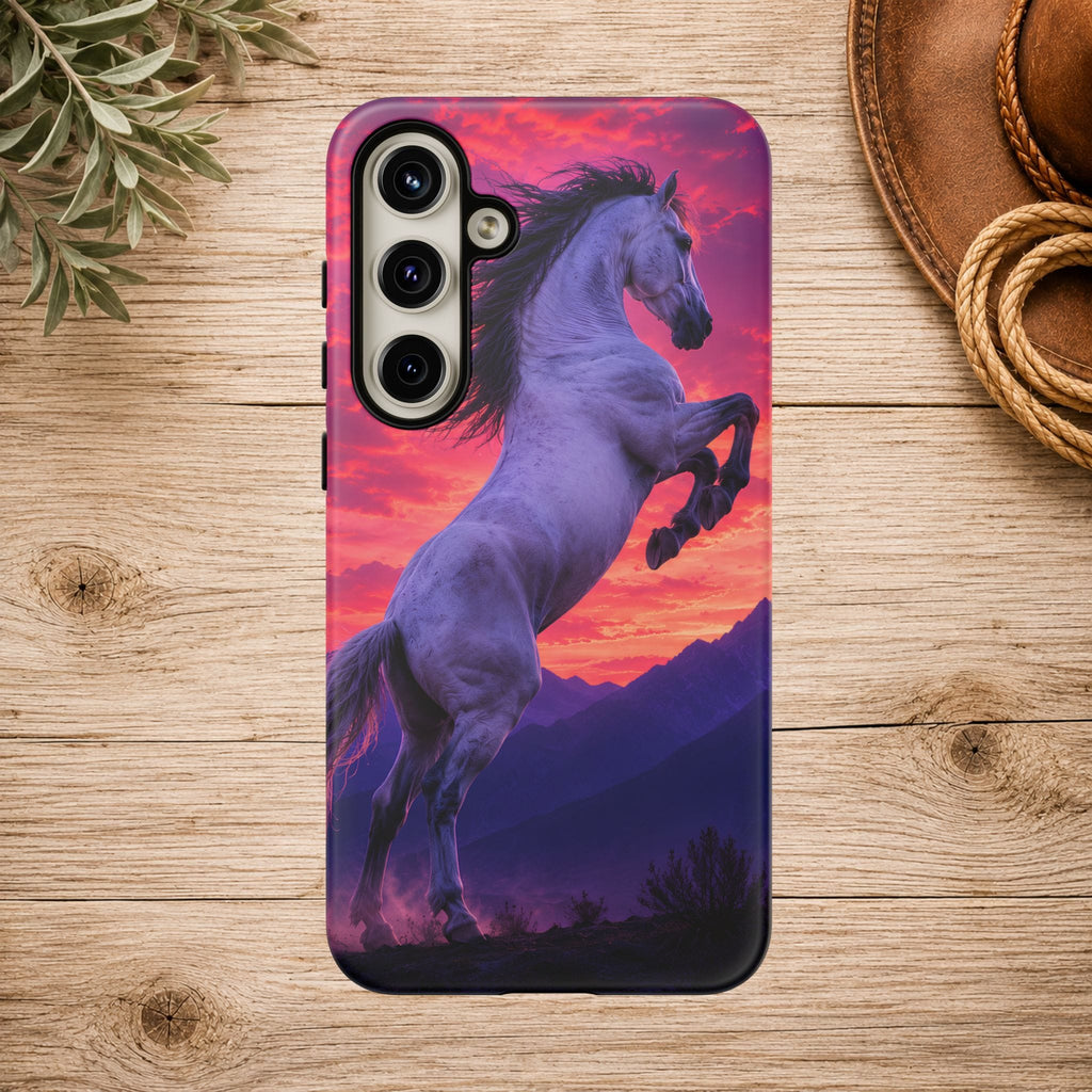 Rearing White Horse Sunset Phone Case