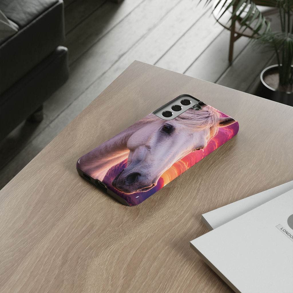 White Horse Sunset Phone Case