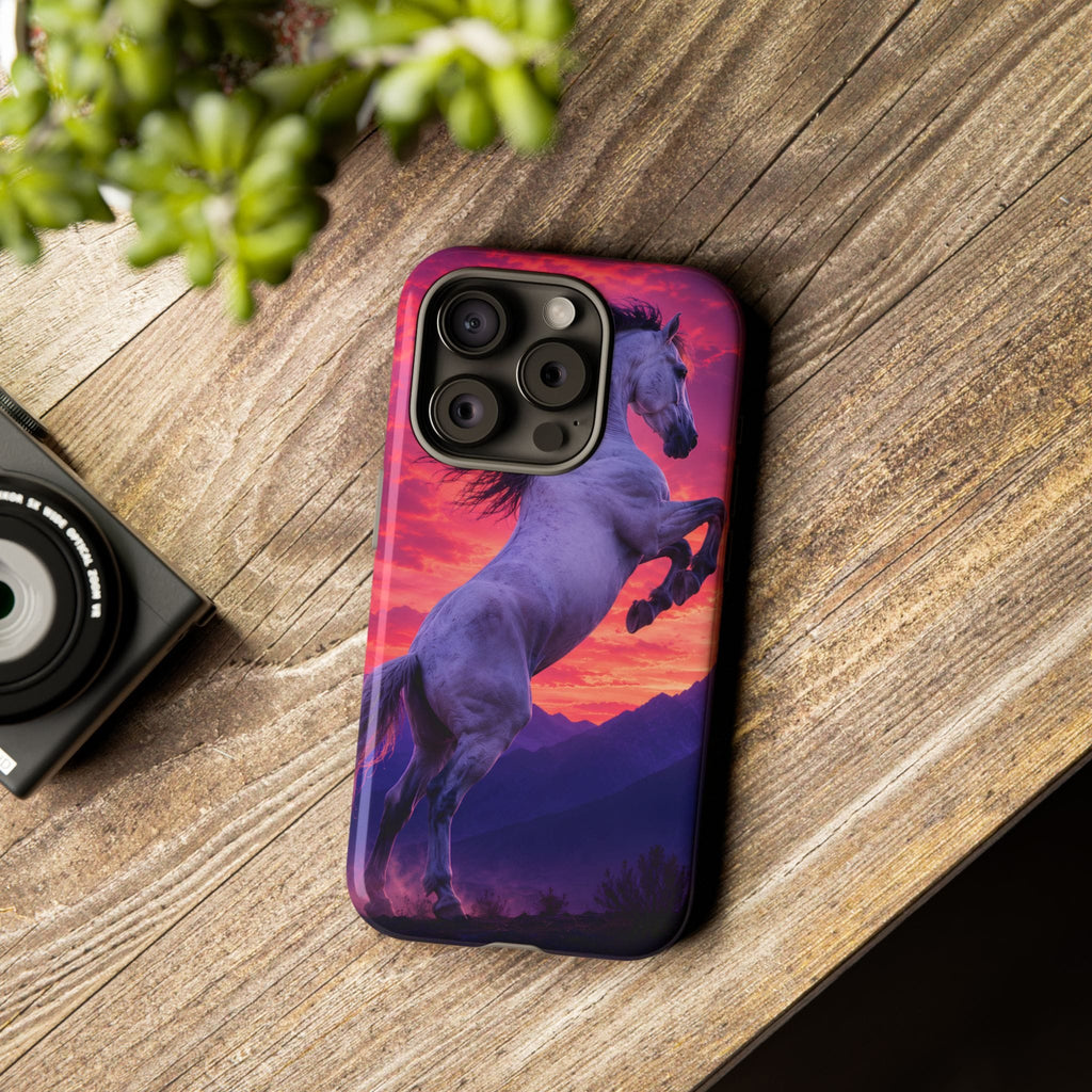 Rearing White Horse Sunset Phone Case