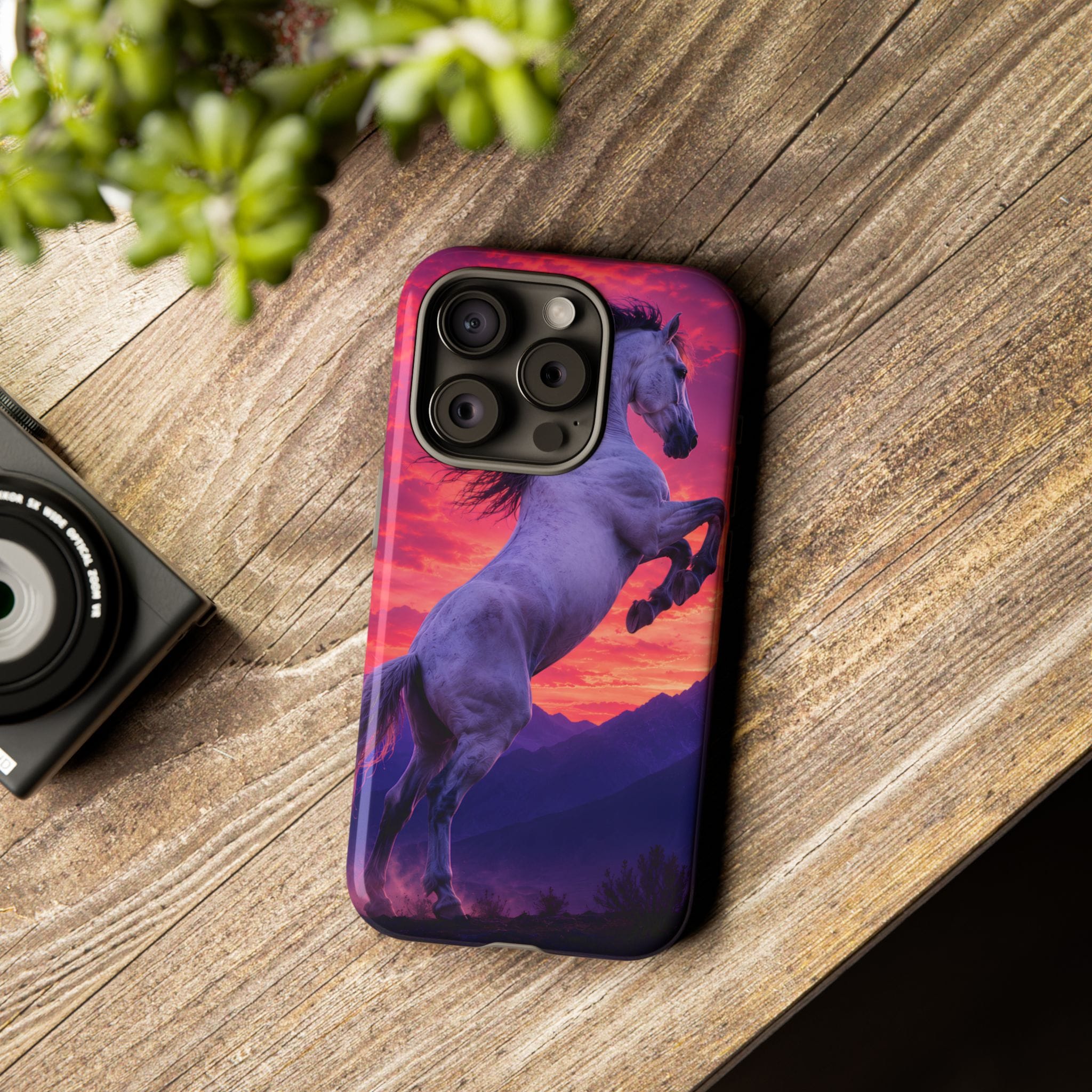 Rearing White Horse Sunset Phone Case