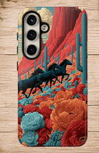 Desert Wild Horses Floral Phone Case