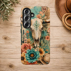 Turquoise Floral Longhorn Western Phone Case