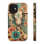 Turquoise Floral Longhorn Western Phone Case