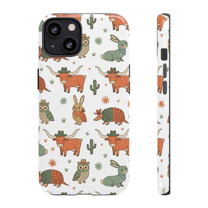 Cute Armadillo, Longhorn, Owl & Bunny Pattern-Phone Case
