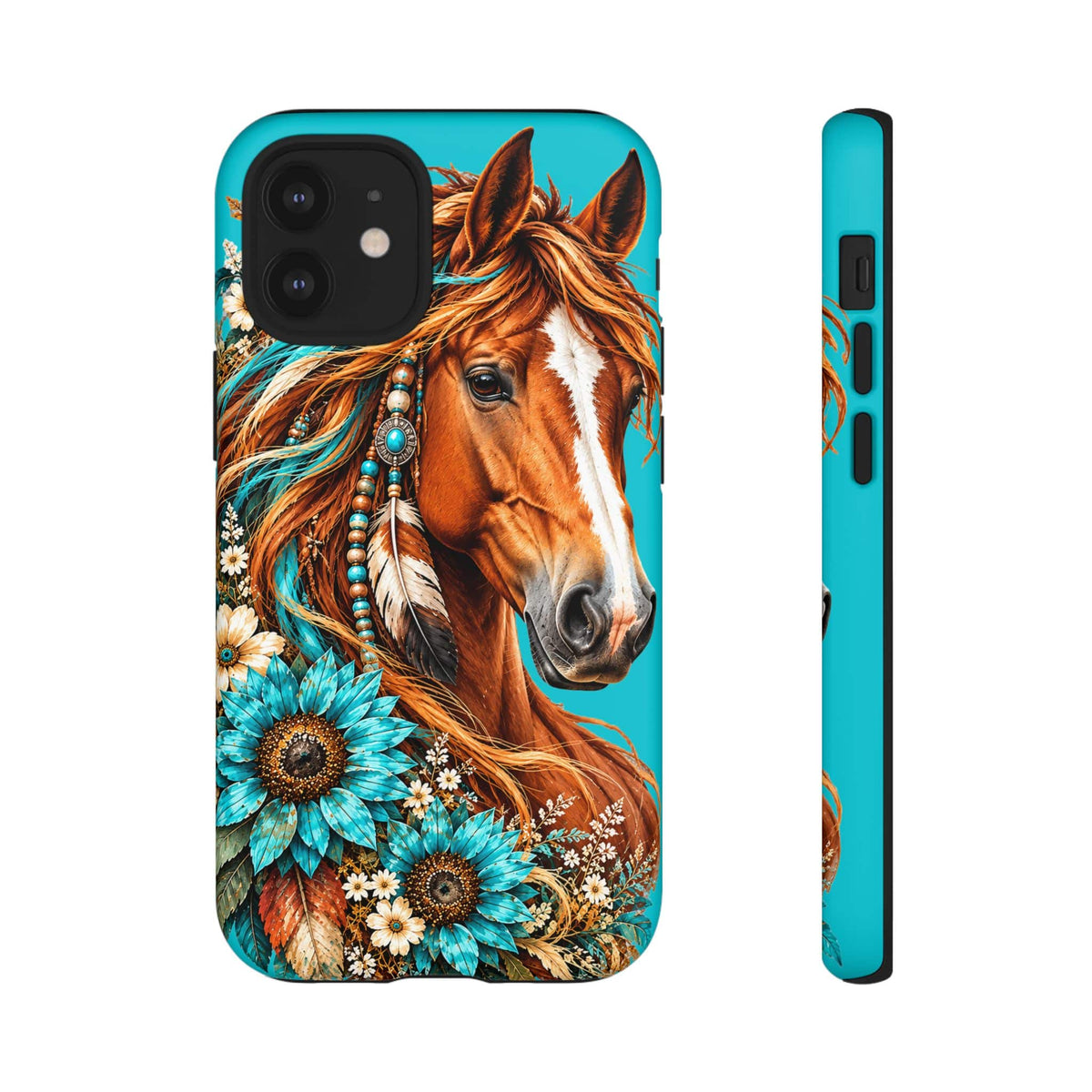 Turquoise Sunflower Horse Phone Case