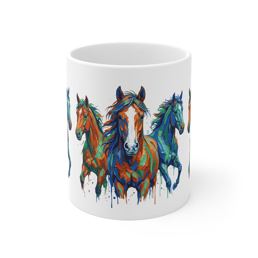 Painted Wild Horses Drip Art Coffee Mug