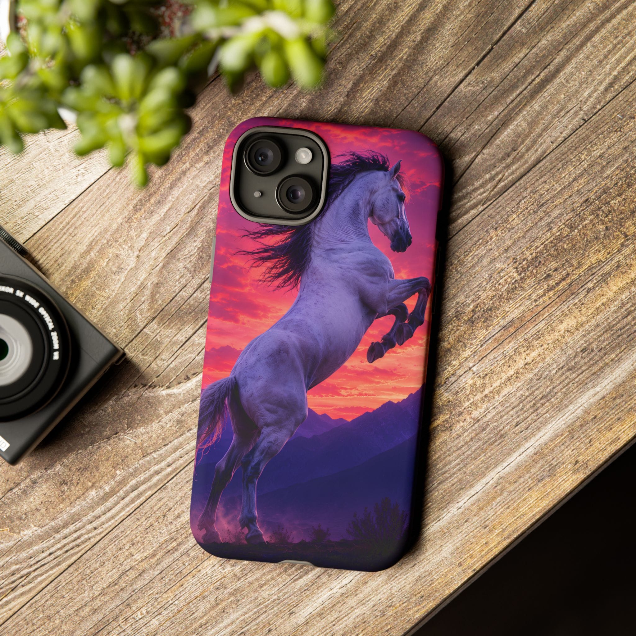 Rearing White Horse Sunset Phone Case