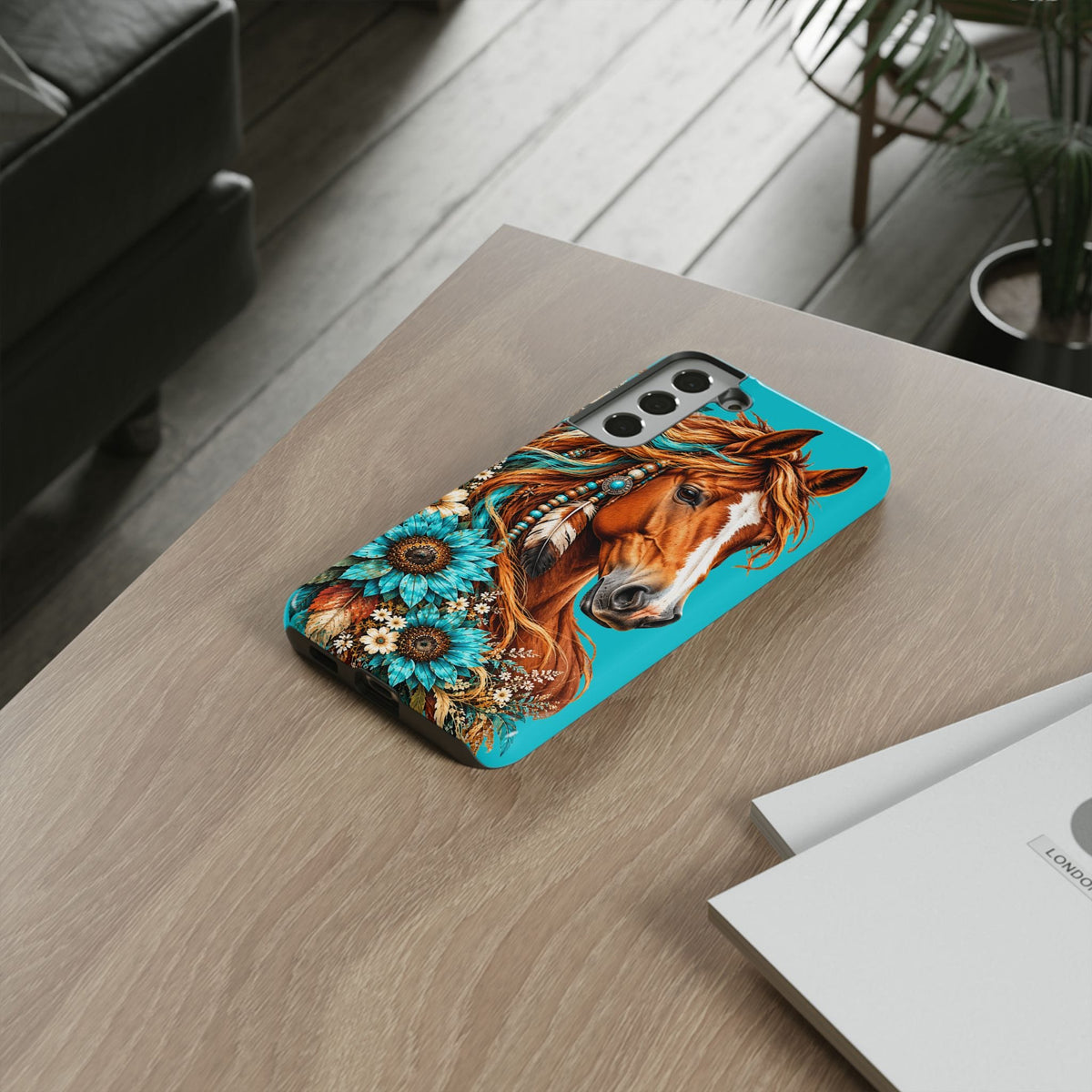 Turquoise Sunflower Horse Phone Case