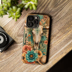 Turquoise Floral Longhorn Western Phone Case