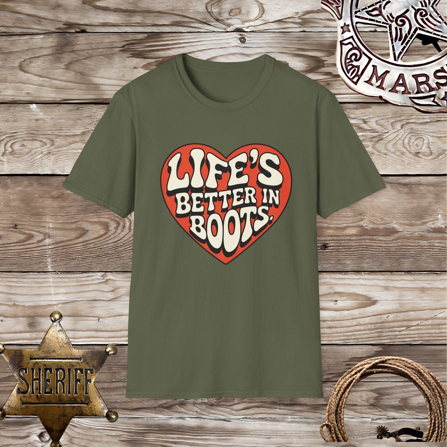 Softstyle Unisex T-Shirt:Life Better inn Boots