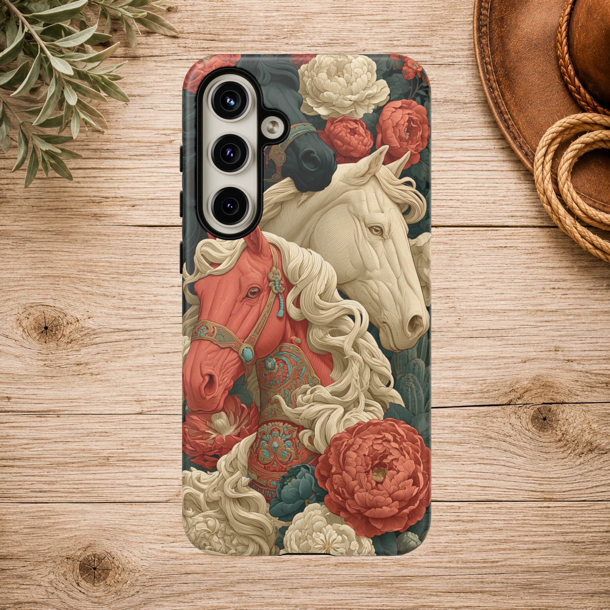Floral Western Horses Phone Case