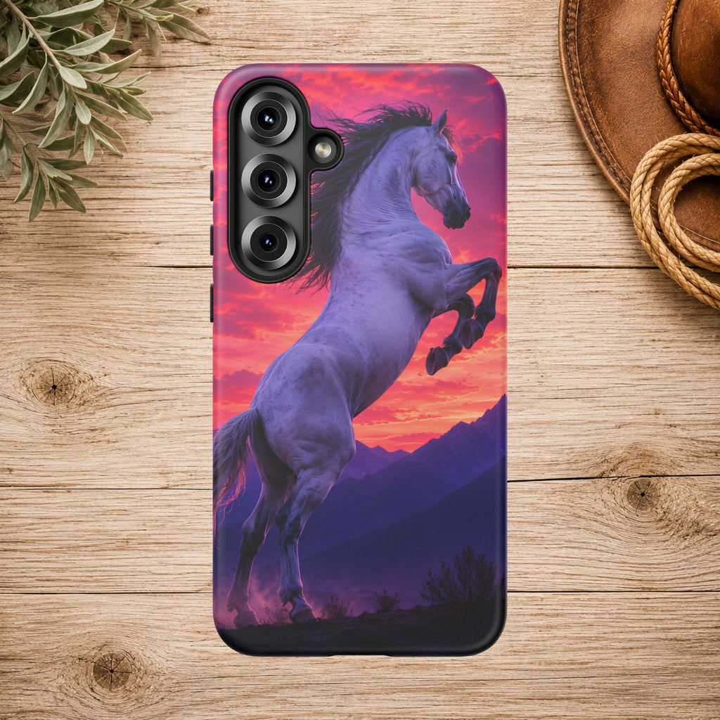 Rearing White Horse Sunset Phone Case