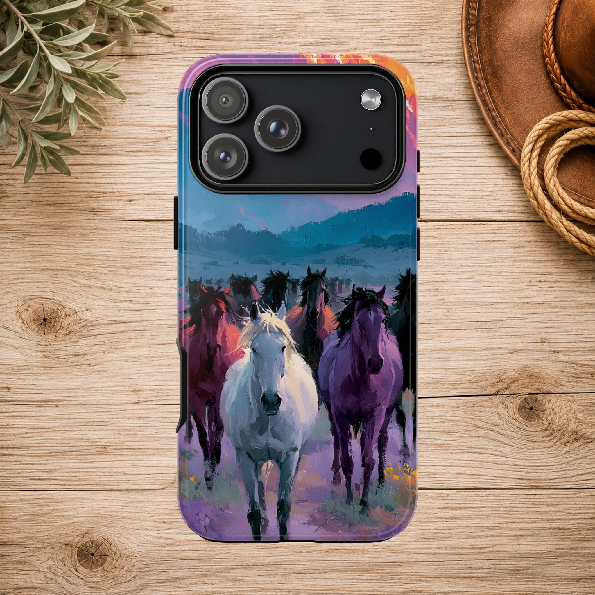 Wild Horses Sunset Mountain Phone Case