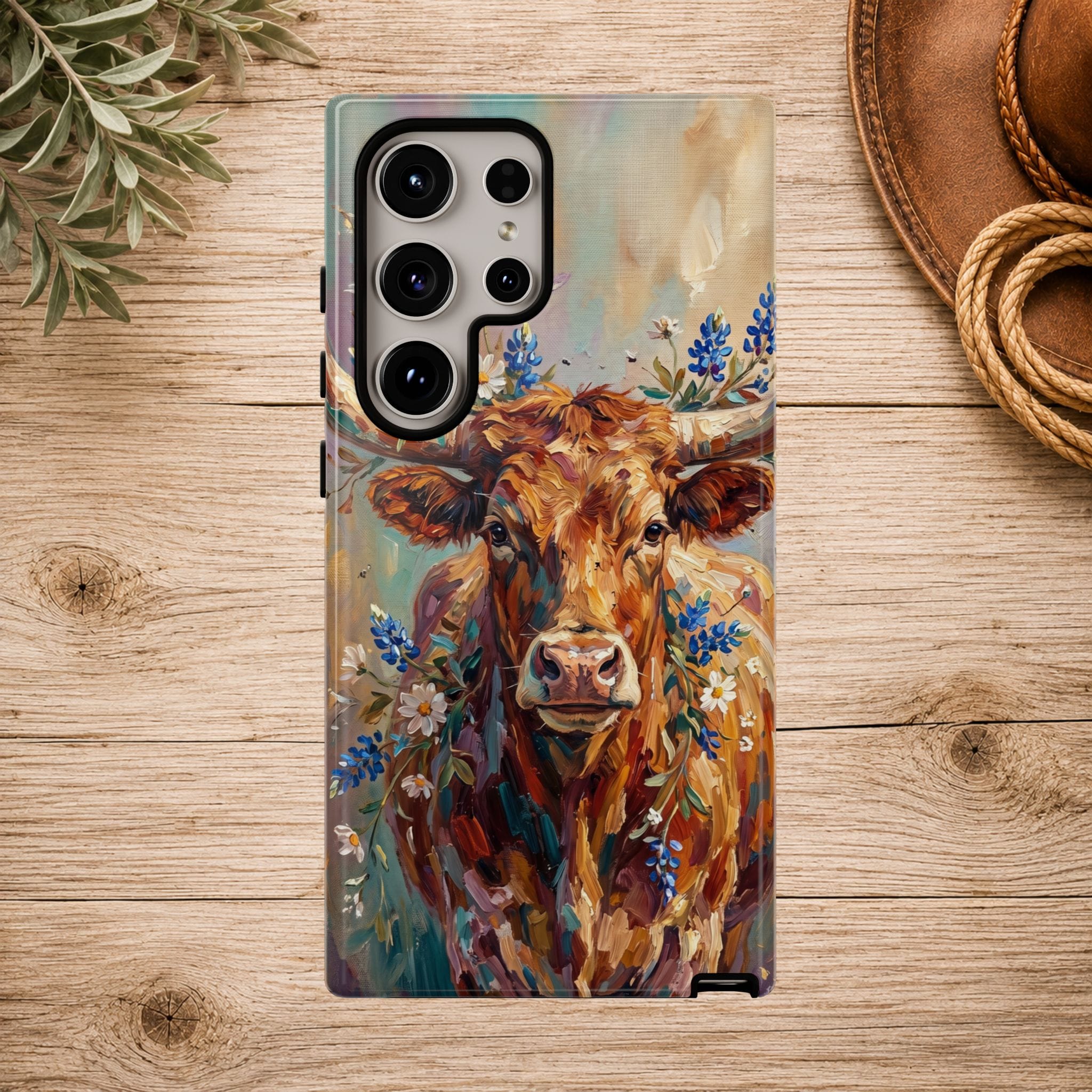Texas Bluebonnet Longhorn Phone Case
