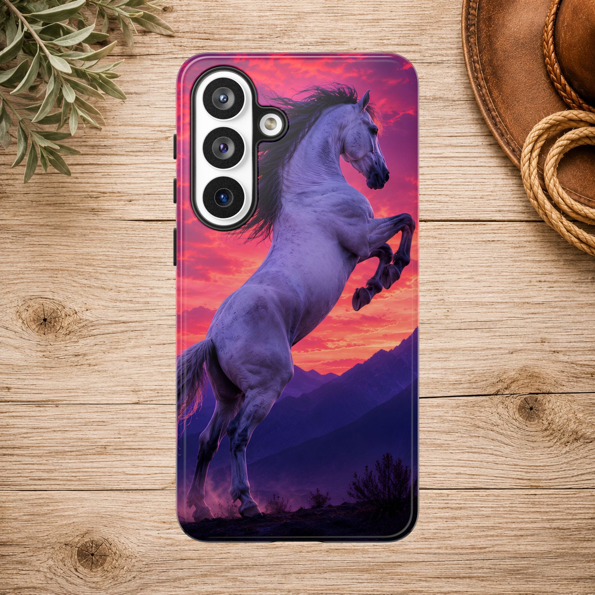 Rearing White Horse Sunset Phone Case