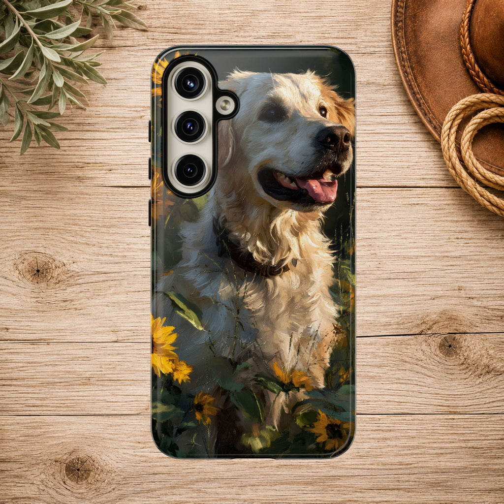 Golden Retriever Sunflower Phone Case