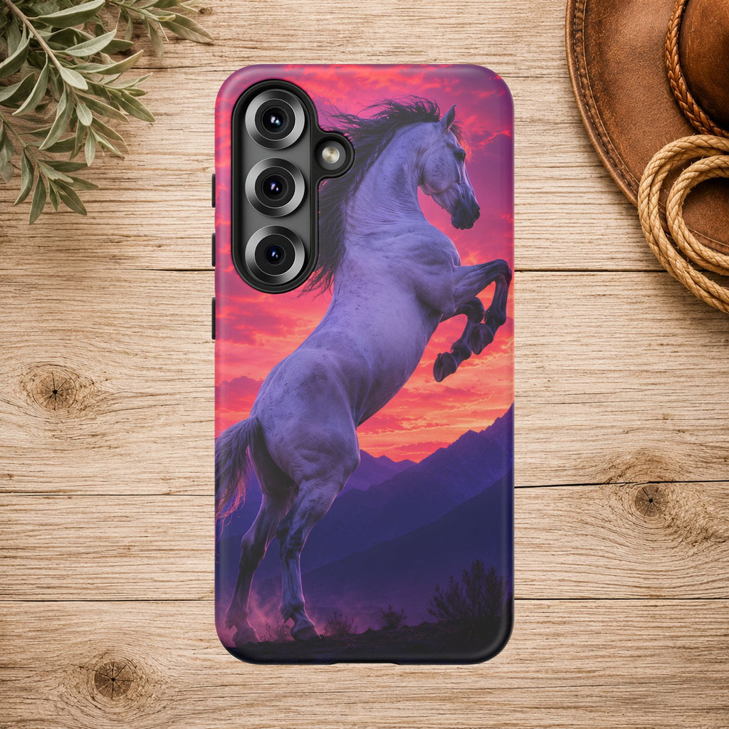Rearing White Horse Sunset Phone Case