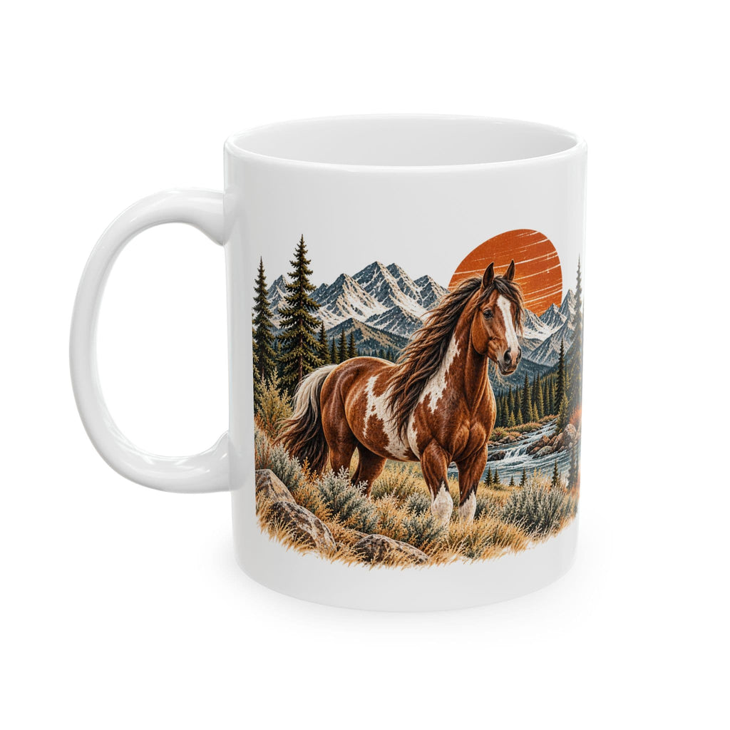 Horse Coffee Mug, Western Horse Mug, Mountain Horse Gift, Rustic Ranch Mug, Horse Lover Gift, 11 oz