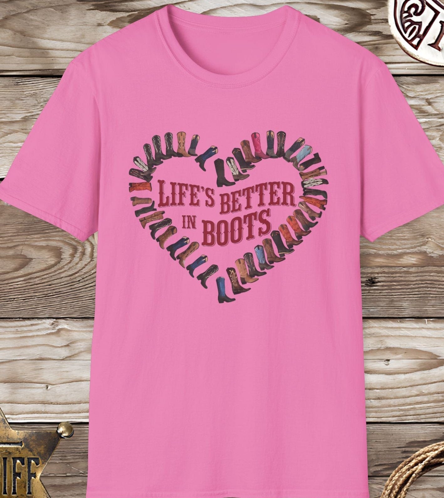 Life's Better in Boots Heart-T-Shirt