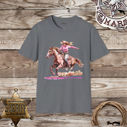 Softstyle Unisex T-Shirt:  Cowgirl Wind in Your Hair