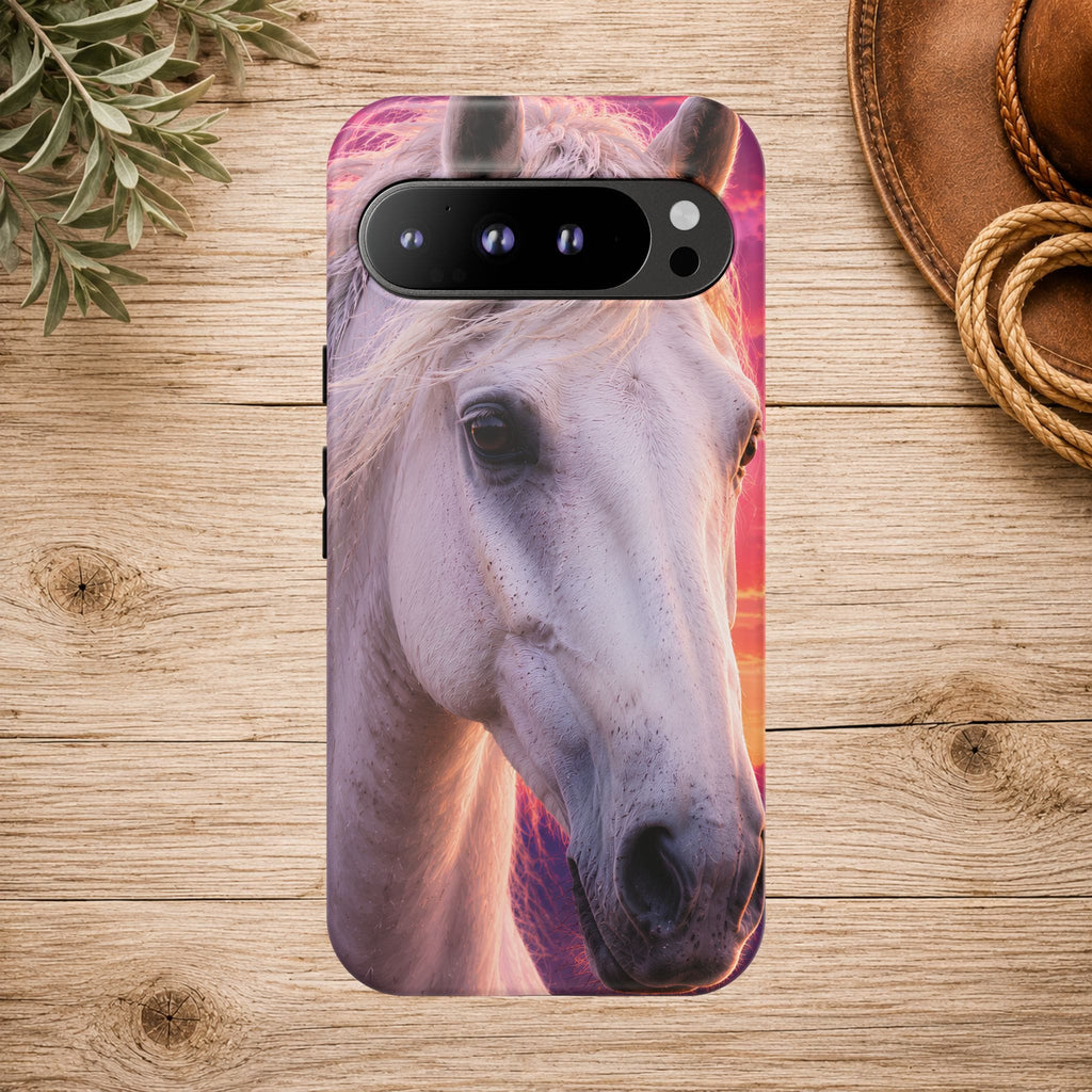 White Horse Sunset Phone Case