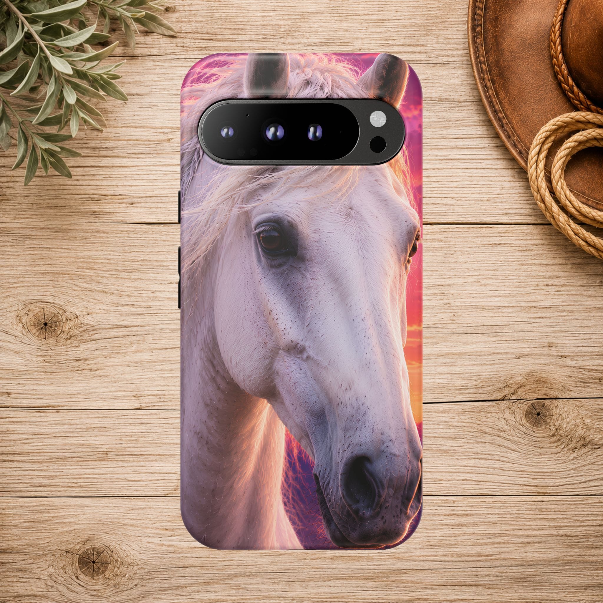 White Horse Sunset Phone Case
