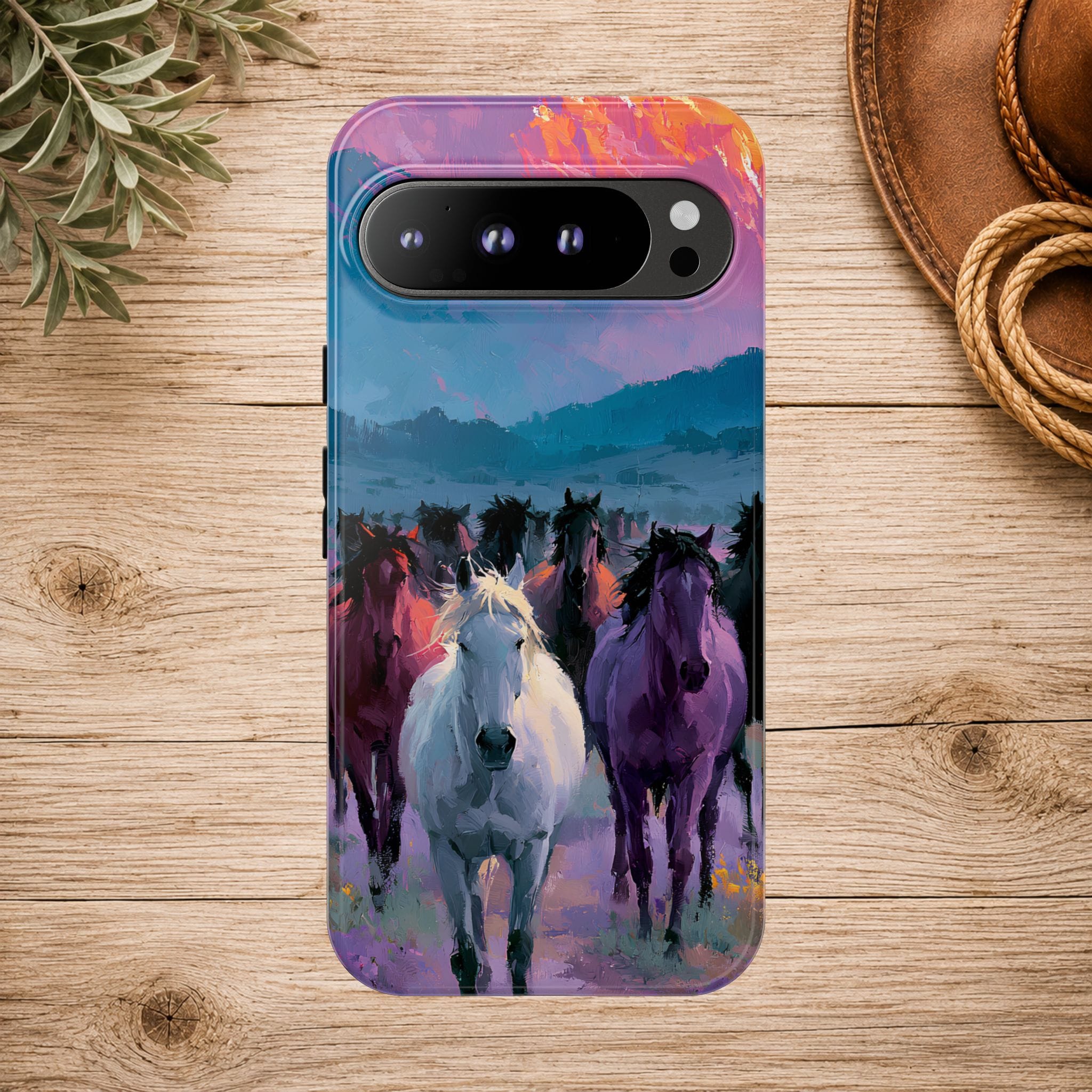 Wild Horses Sunset Mountain Phone Case